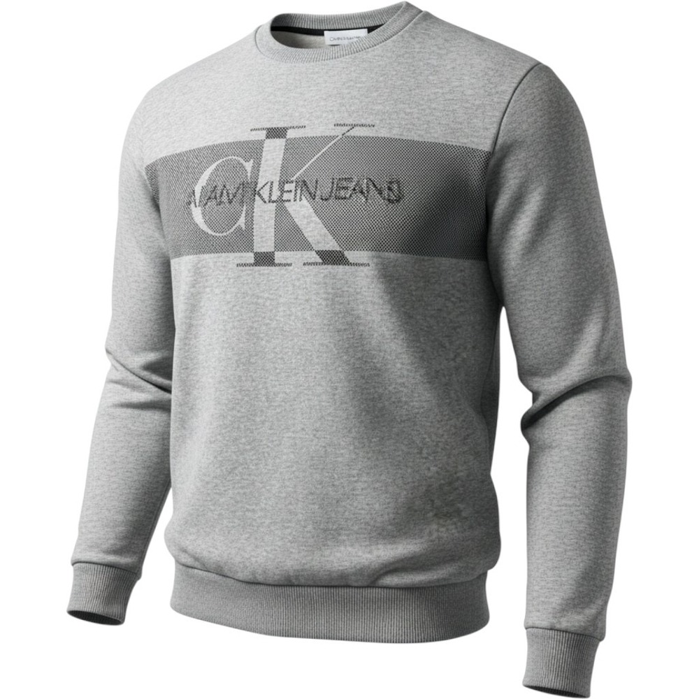 Calvin Klein Jeans Mens Gray Logo Graphic Crewneck Sweatshirt Medium